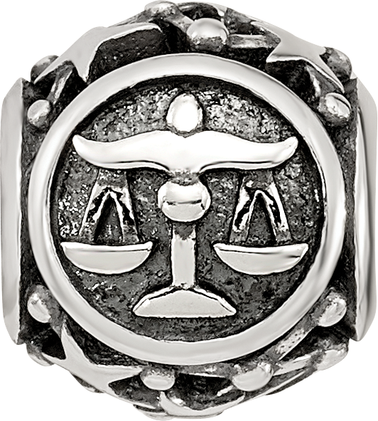 Sterling Silver Reflections Antiqued Zodiac Libra Bead