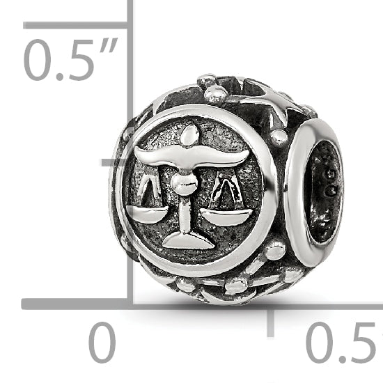 Sterling Silver Reflections Antiqued Zodiac Libra Bead