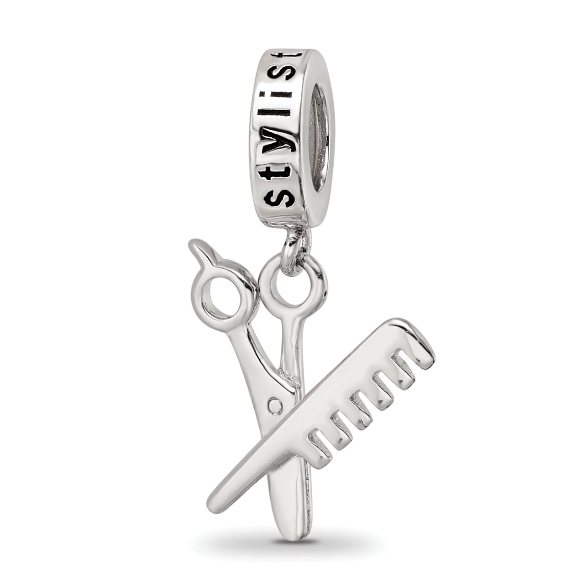 Sterling Silver Reflections Rhod-plated Scissor/Comb Dangle Bead