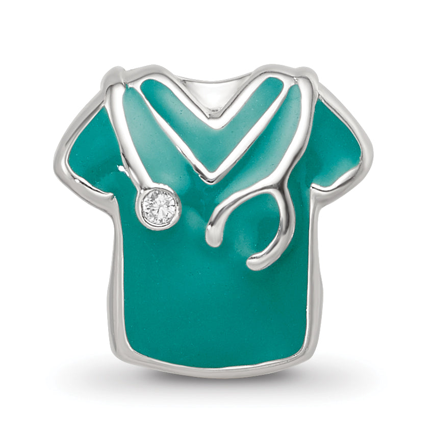 Sterling Silver Reflections Crystals Enamel Nurse Scrubs Bead