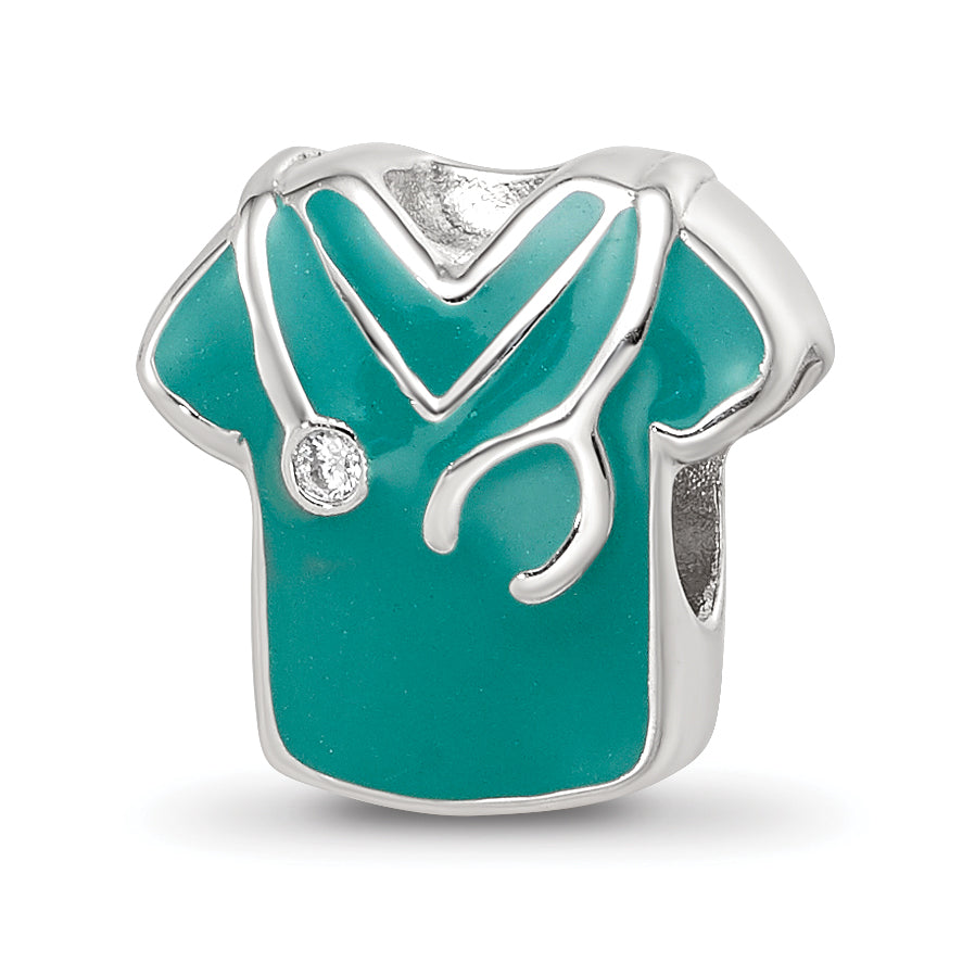 Sterling Silver Reflections Crystals Enamel Nurse Scrubs Bead