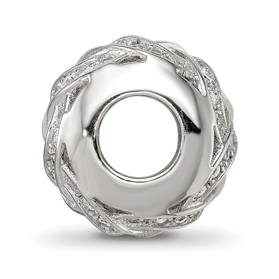 Sterling Silver Reflections Rhod-plated CZ Cut-Out Weaved Bead
