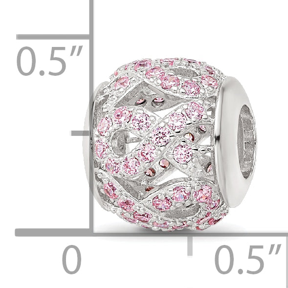 Sterling Silver Reflections Rhod-plated CZ Awareness Ribbon Bead