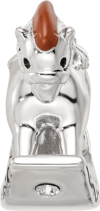 SS Reflections Rhod-plated Crystals Enamel Rocking Horse Bead