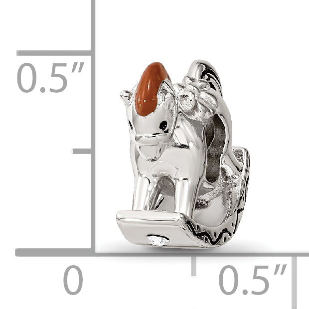 SS Reflections Rhod-plated Crystals Enamel Rocking Horse Bead