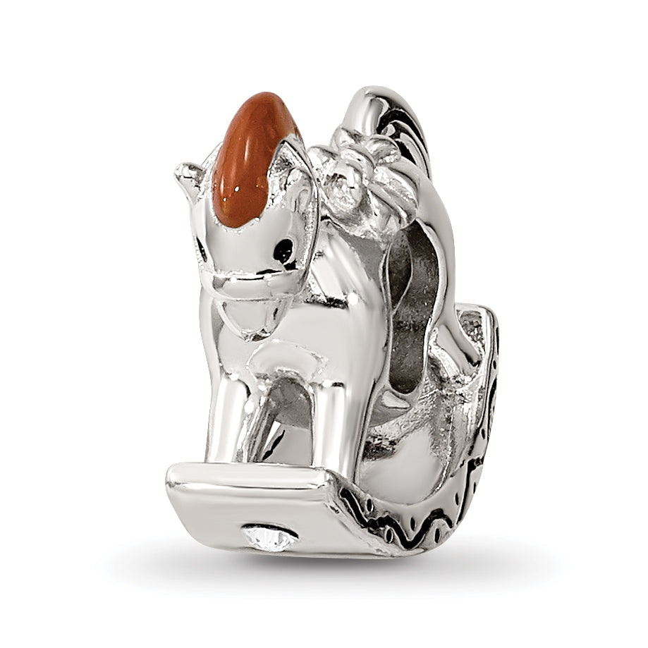 SS Reflections Rhod-plated Crystals Enamel Rocking Horse Bead