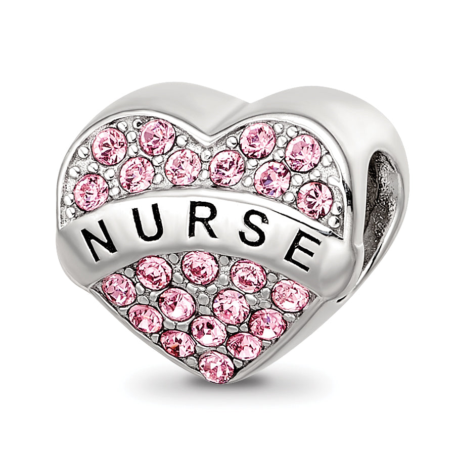 Sterling Silver Reflections Crystals Nurse Heart Bead