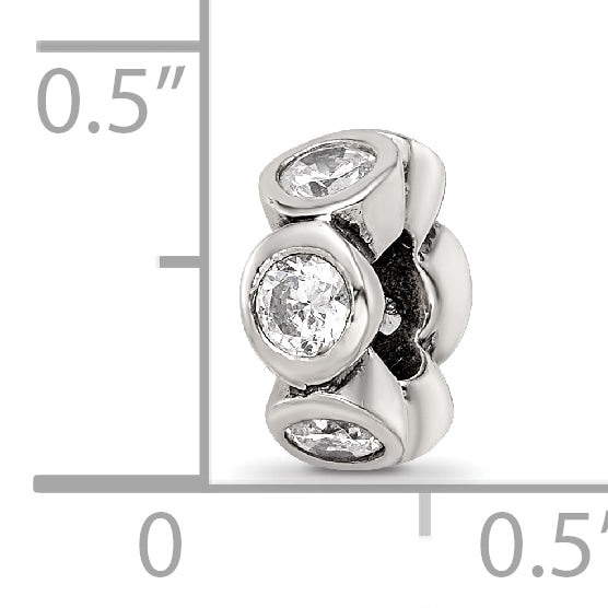 Sophia Jewelers 925 Sterling Silver CZ Bead with Antiqued Finish Elegant Design