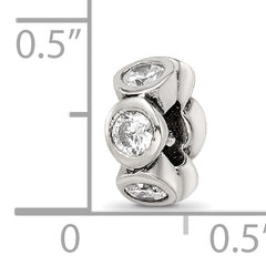 Sophia Jewelers 925 Sterling Silver CZ Bead with Antiqued Finish Elegant Design