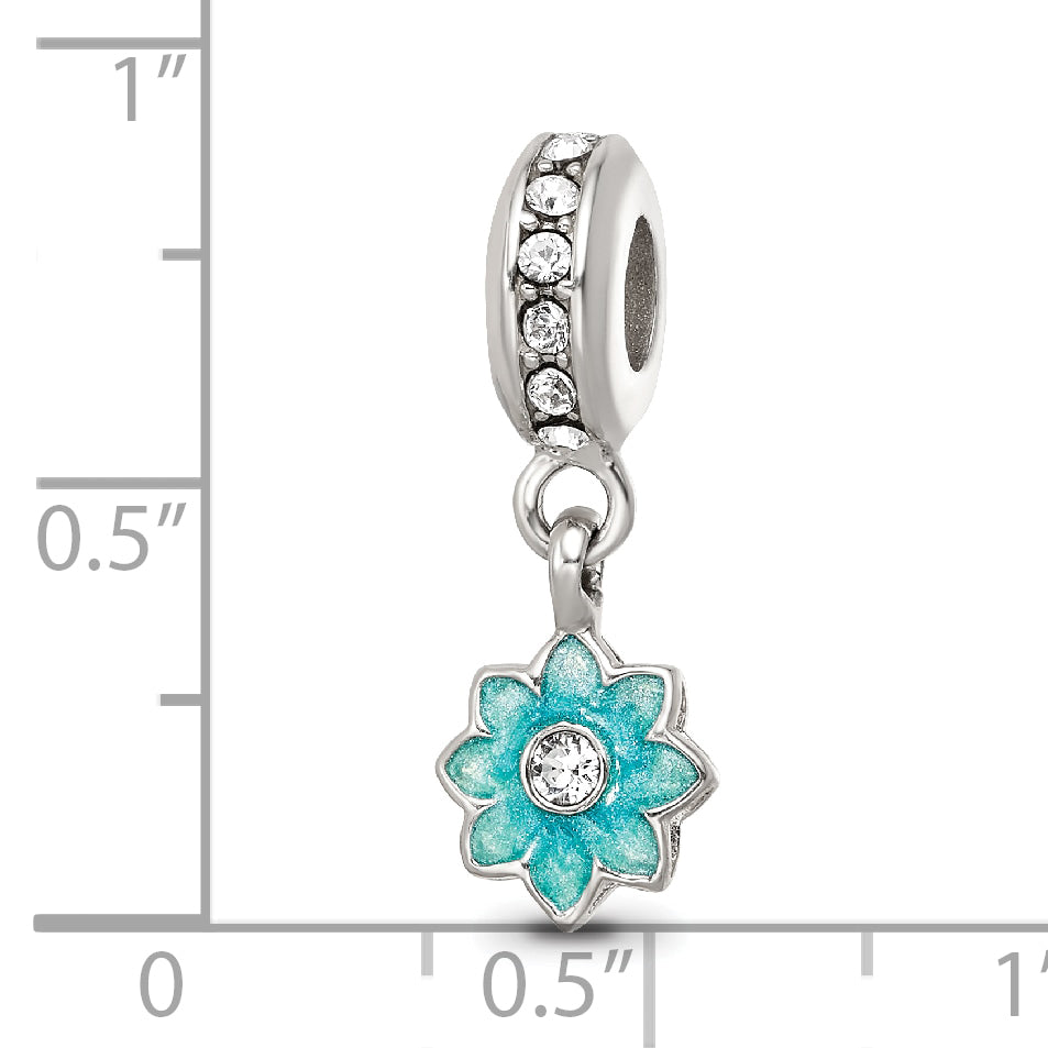 SS Reflections Preciosa Crystal Teal Enamel Dangle Flower Bead