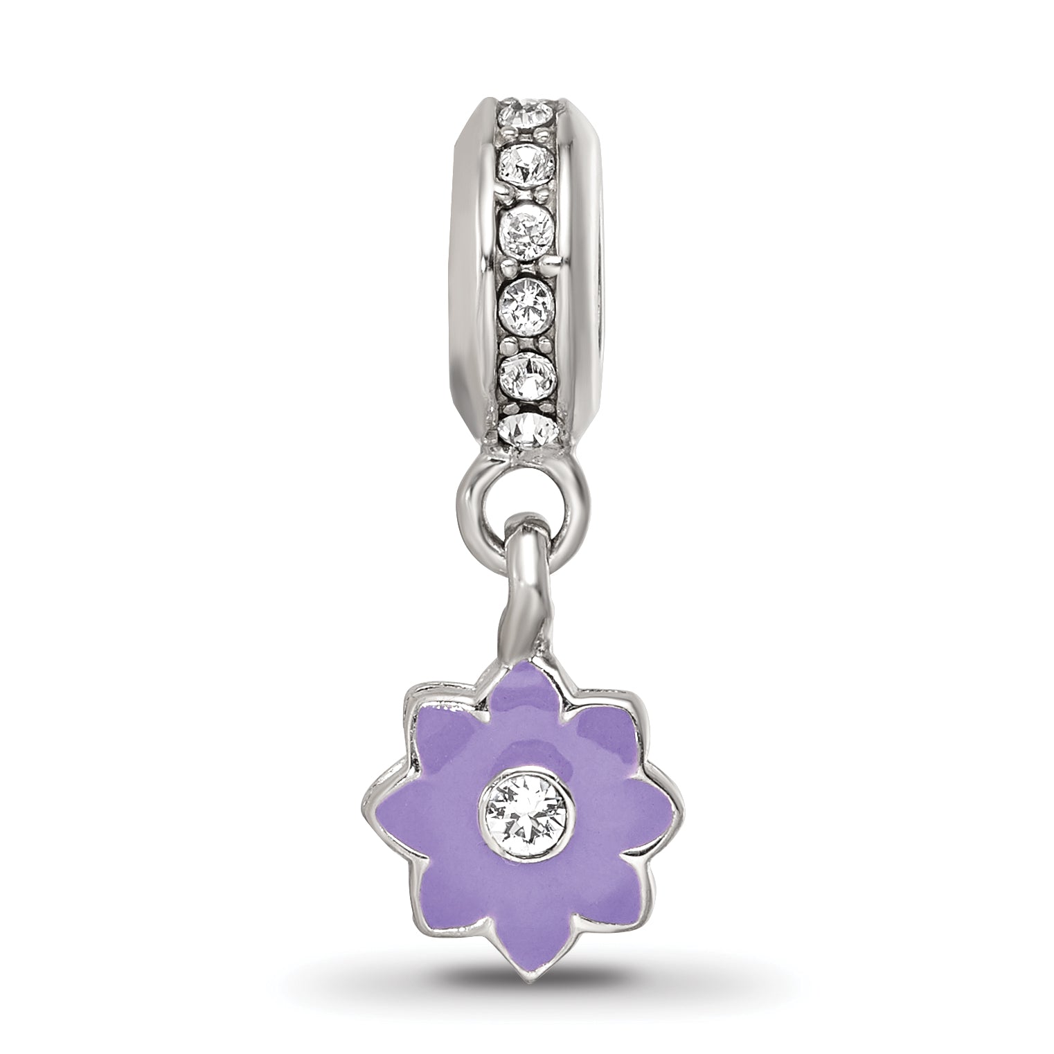 SS Reflections Preciosa Crystal Purple Enamel Dangle Flower Bead