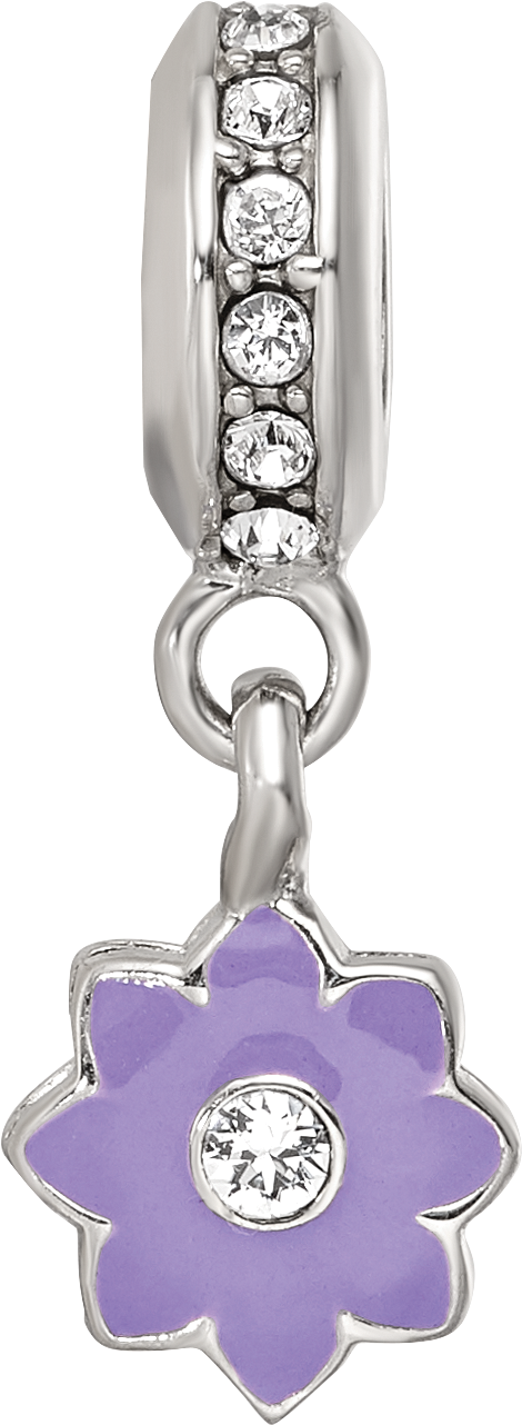 SS Reflections Preciosa Crystal Purple Enamel Dangle Flower Bead