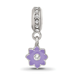 SS Reflections Preciosa Crystal Purple Enamel Dangle Flower Bead