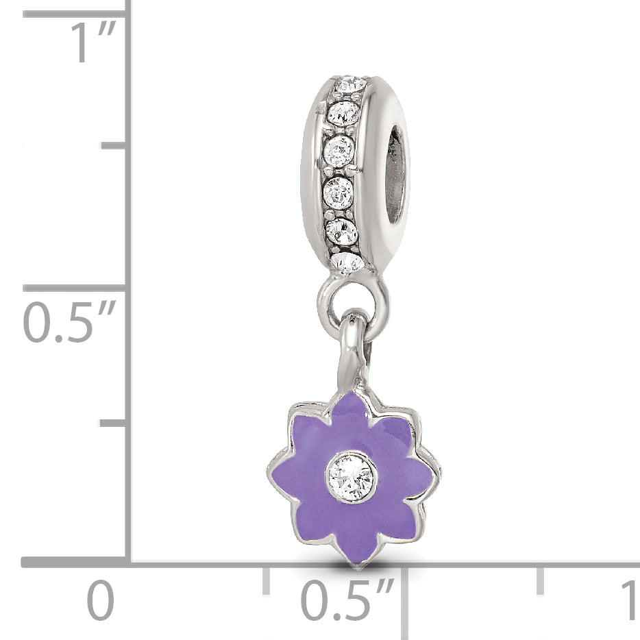 SS Reflections Preciosa Crystal Purple Enamel Dangle Flower Bead