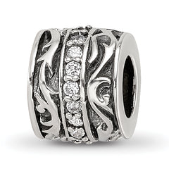 Sterling Silver Reflections CZ Antiqued Swirl Design Bead