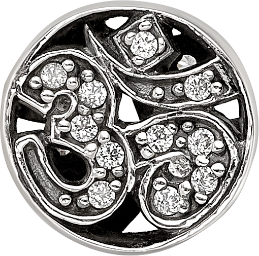 Sterling Silver Reflections Antiqued CZ Om Symbol Bead