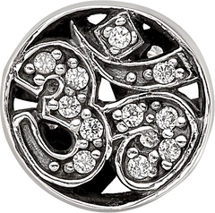 Sterling Silver Reflections Antiqued CZ Om Symbol Bead