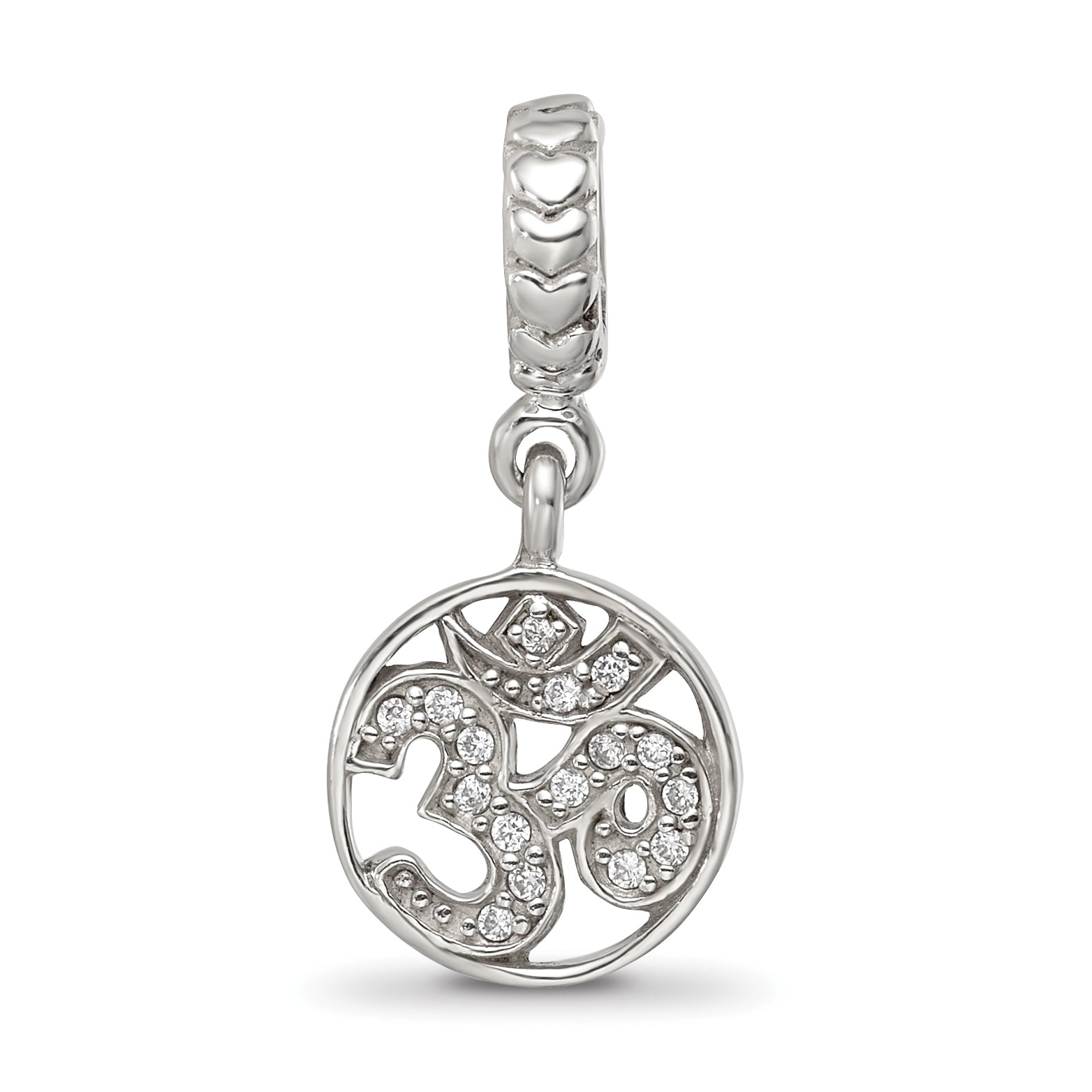 Sterling Silver Reflections CZ Om Symbol Dangle Bead