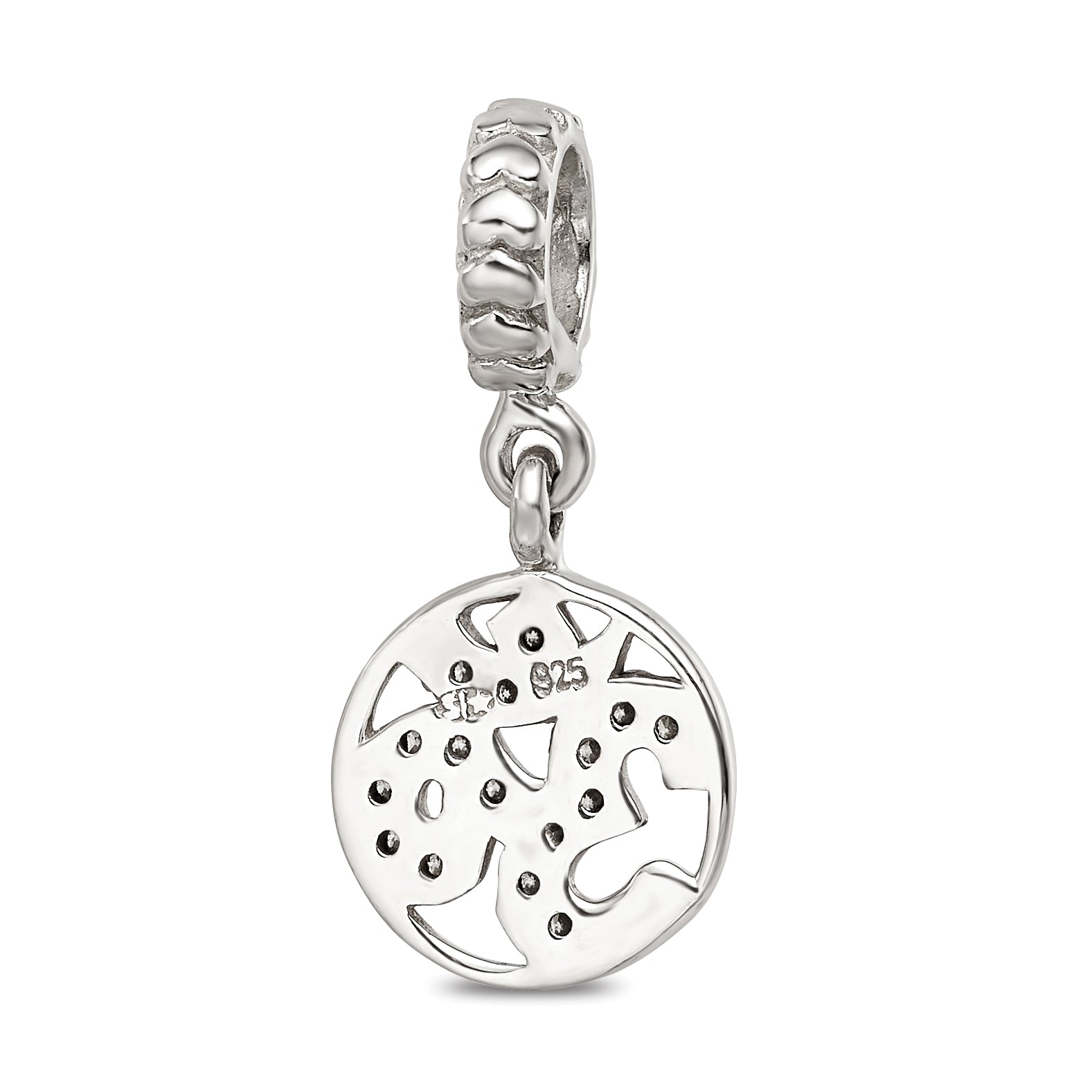 Sterling Silver Reflections CZ Om Symbol Dangle Bead