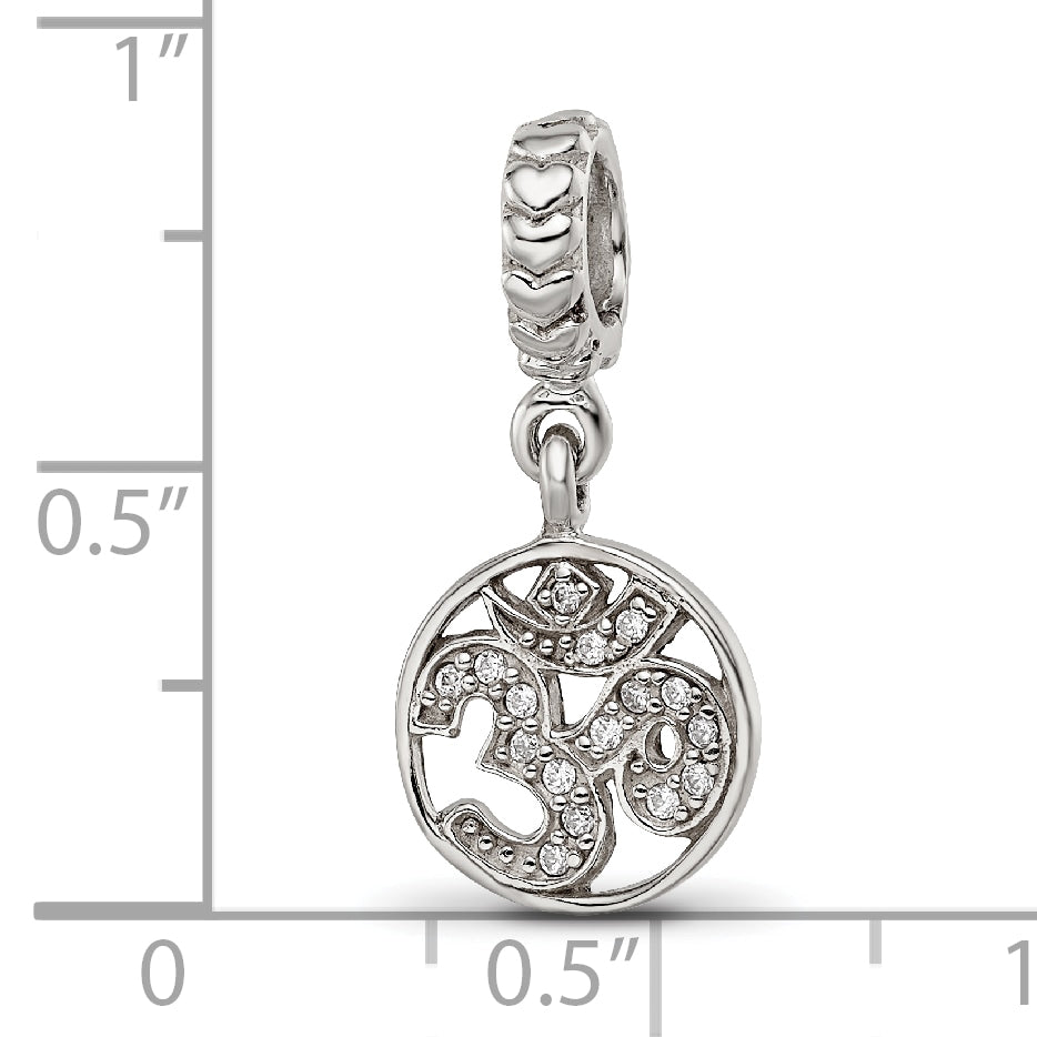 Sterling Silver Reflections CZ Om Symbol Dangle Bead