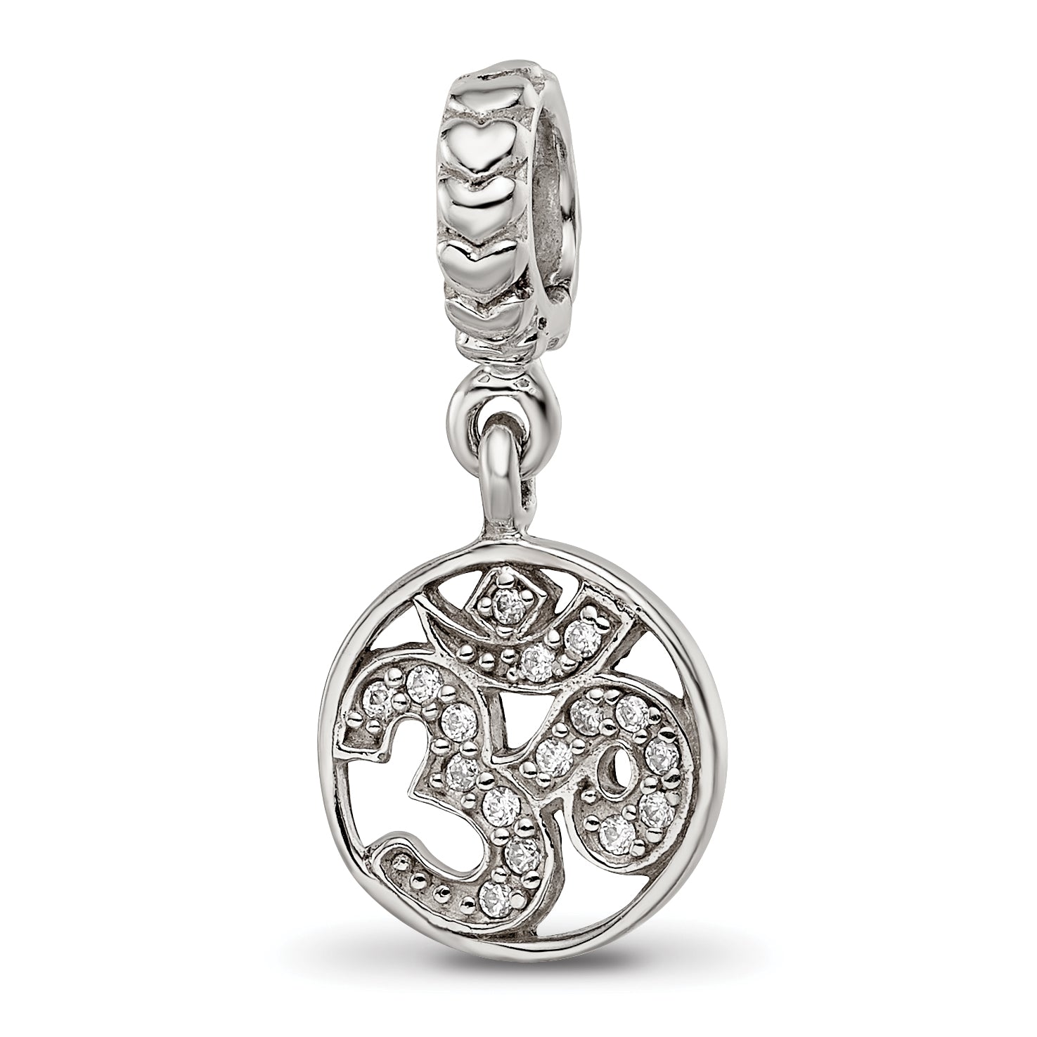 Sterling Silver Reflections CZ Om Symbol Dangle Bead