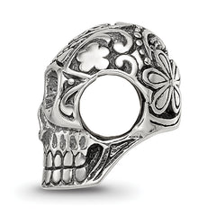 Sterling Silver Reflections Antiqued Calaveras Skull Bead