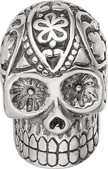 Sterling Silver Reflections Antiqued Calaveras Skull Bead