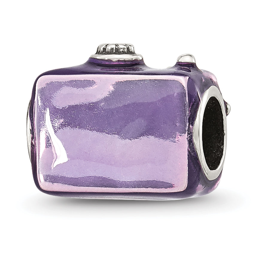 Sterling Silver Reflections Purple Enamel Camera Bead
