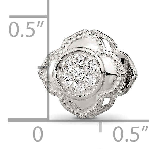 Sterling Silver Reflections Polished CZ Floral Nana Bead