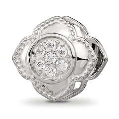 Sterling Silver Reflections Polished CZ Floral Nana Bead