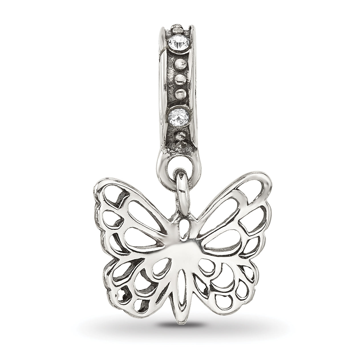 Sterling Silver Reflections Swarovski Crystal Butterfly Dangle Bead