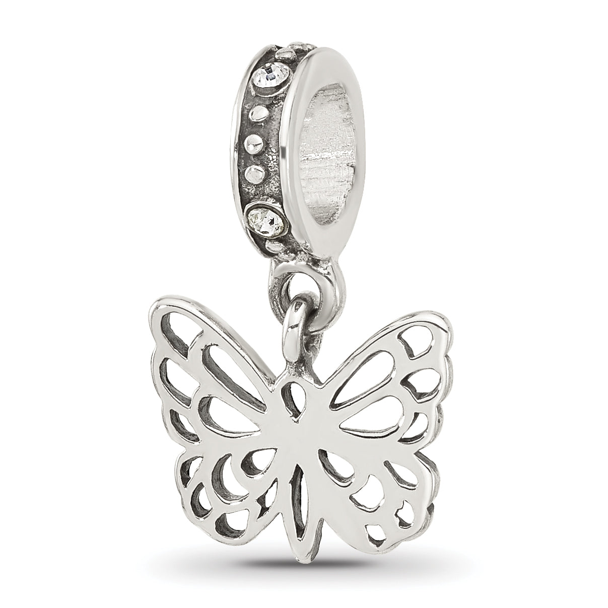 Sterling Silver Reflections Swarovski Crystal Butterfly Dangle Bead