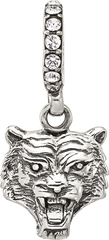 Sterling Silver Reflections Swarovski Crystal Tiger Head Dangle Bead