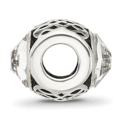 Sterling Silver Reflections Antiqued Clear Swarovski Crystal Bead