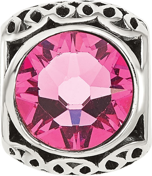 Sterling Silver Reflections Antiqued Pink Swarovski Crystal Bead