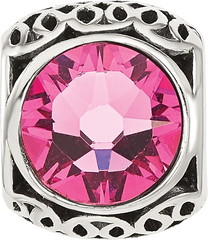 Sterling Silver Reflections Antiqued Pink Swarovski Crystal Bead