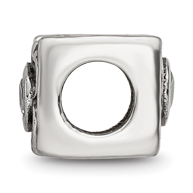 Sterling Silver 925 Antiqued CZ Bead with White Crystal Sparkle