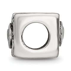 Sterling Silver 925 Antiqued CZ Bead with White Crystal Sparkle