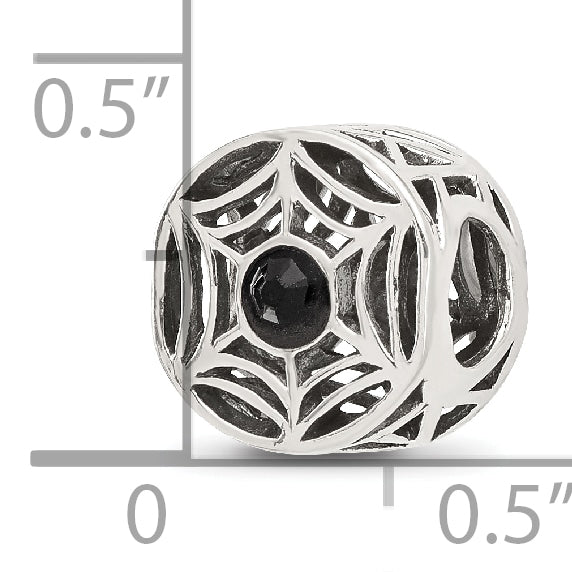 Sterling Silver Reflections Black Swarovski Crystal Spider Web Bead