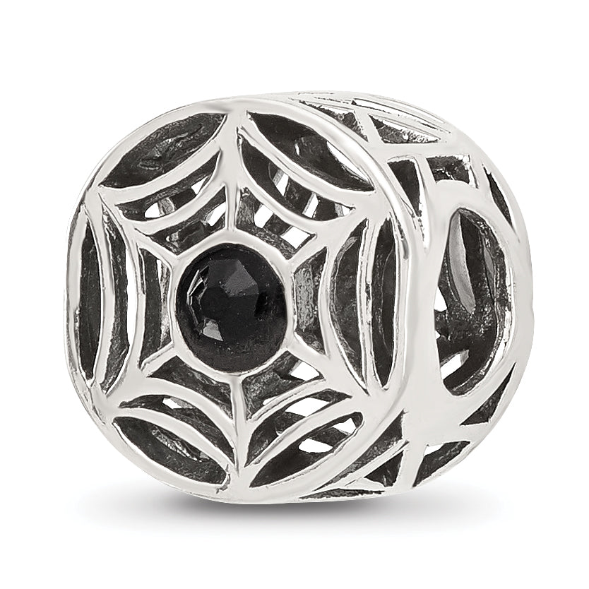 Sterling Silver Reflections Black Swarovski Crystal Spider Web Bead