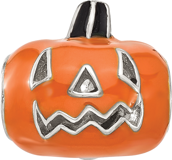 Sterling Silver Reflections Orange Enameled Pumpkin Bead
