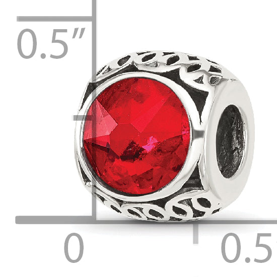 Sterling Silver Reflections Antiqued Light Red Swarovski Crystal Bead