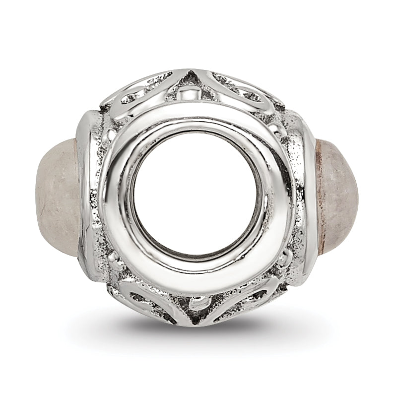 Sterling Silver 925 Moonstone Bead with Antiqued Finish Sophisticated Design