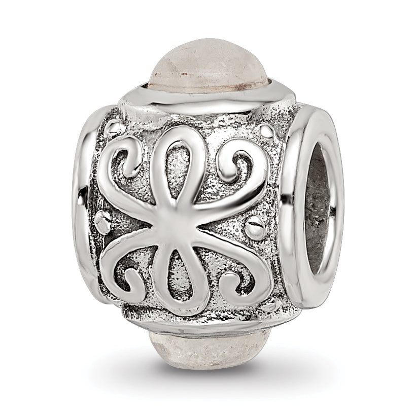 Sterling Silver 925 Moonstone Bead with Antiqued Finish Sophisticated Design