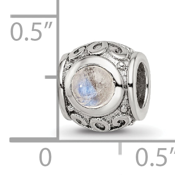 Sterling Silver 925 Moonstone Bead with Antiqued Finish Sophisticated Design
