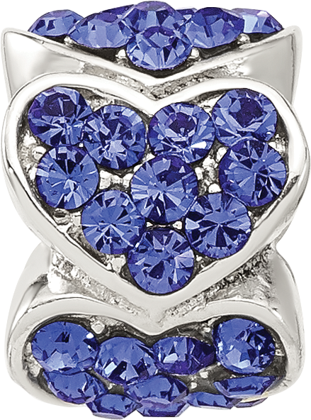 Sterling Silver Reflections Blue Swarovski Crystal Hearts Bead