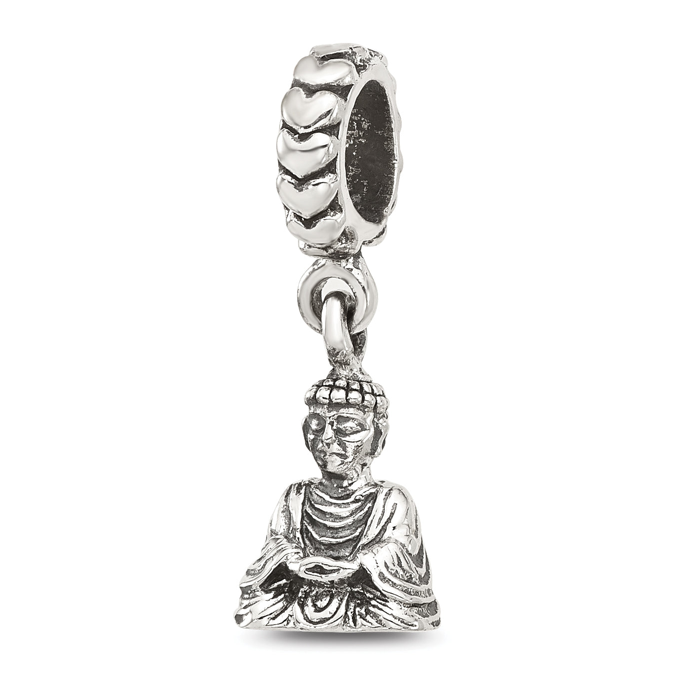 Sterling Silver Reflections Antiqued Budda Dangle Bead