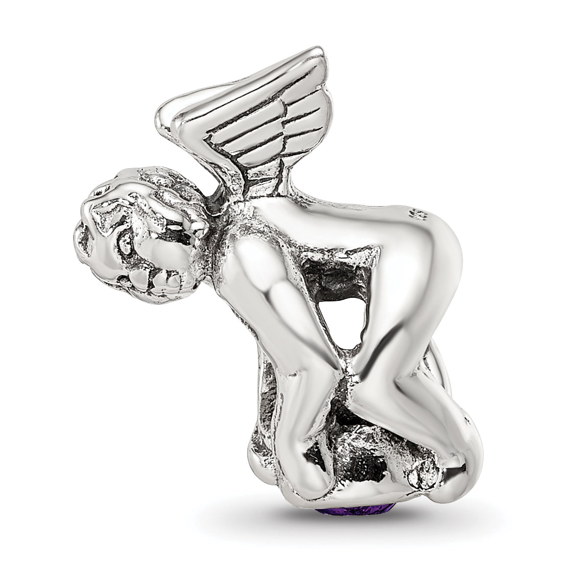 Sophia Jewelers Sterling Silver February Birthstone Bead with Purple CZ Stone