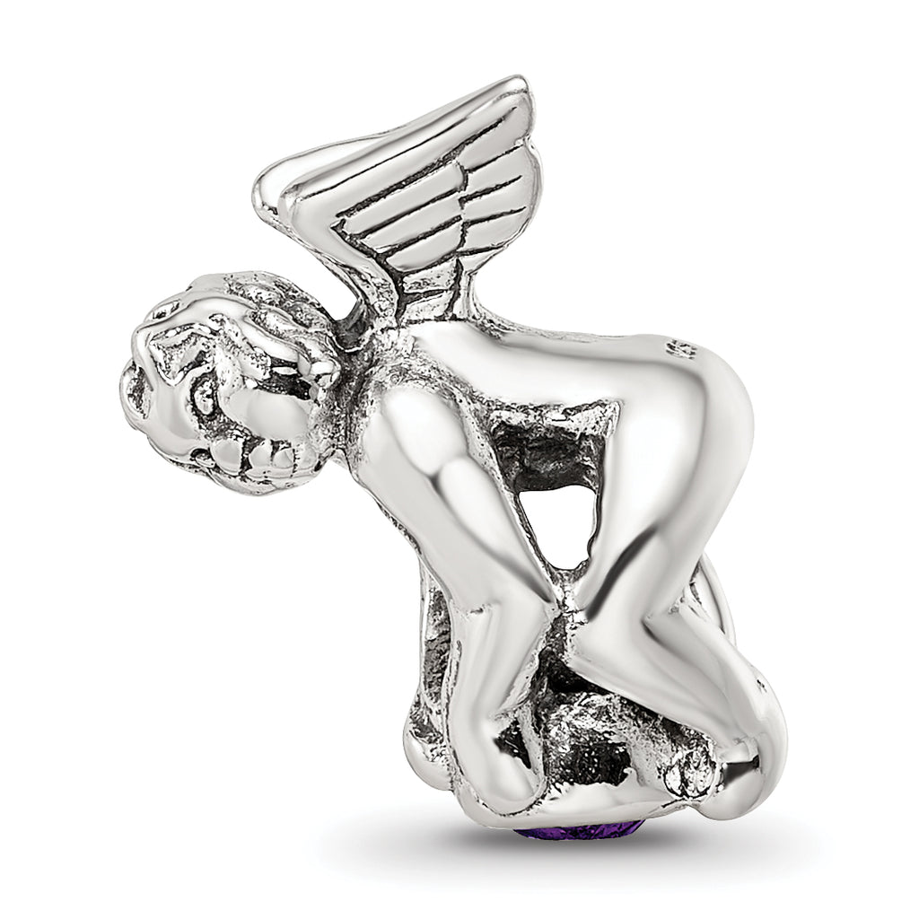 Sophia Jewelers Sterling Silver February Birthstone Bead with Purple CZ Stone