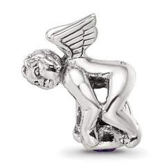 Sophia Jewelers Sterling Silver February Birthstone Bead with Purple CZ Stone